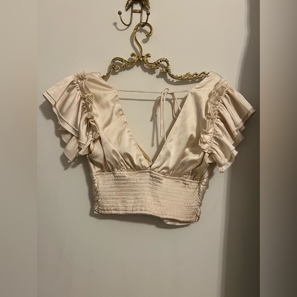Fab’rik Cream Flutter Sleeve Top - Picture 2 of 5